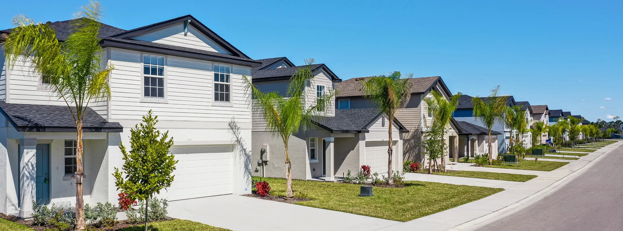 Streetscape of new single-family homes at Crane Landing, North Fort Myers (official Lennar site).