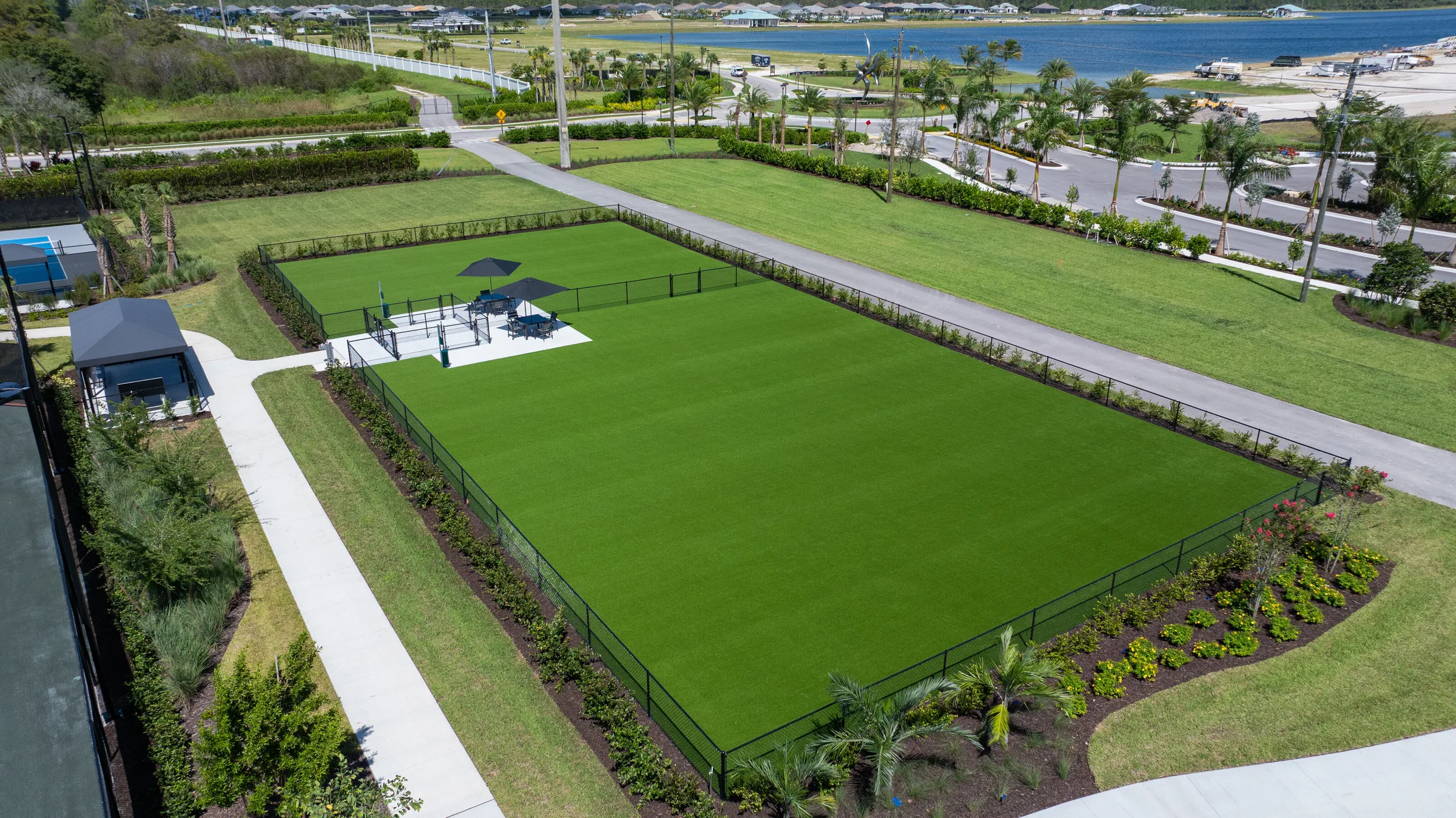 Aerial view of the event lawn beside the Caymas Sports Center, Naples.