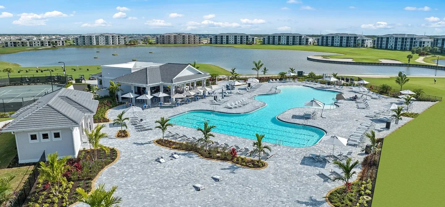 Resort pool aerial at The National Golf & Country Club (official Lennar amenity photo).