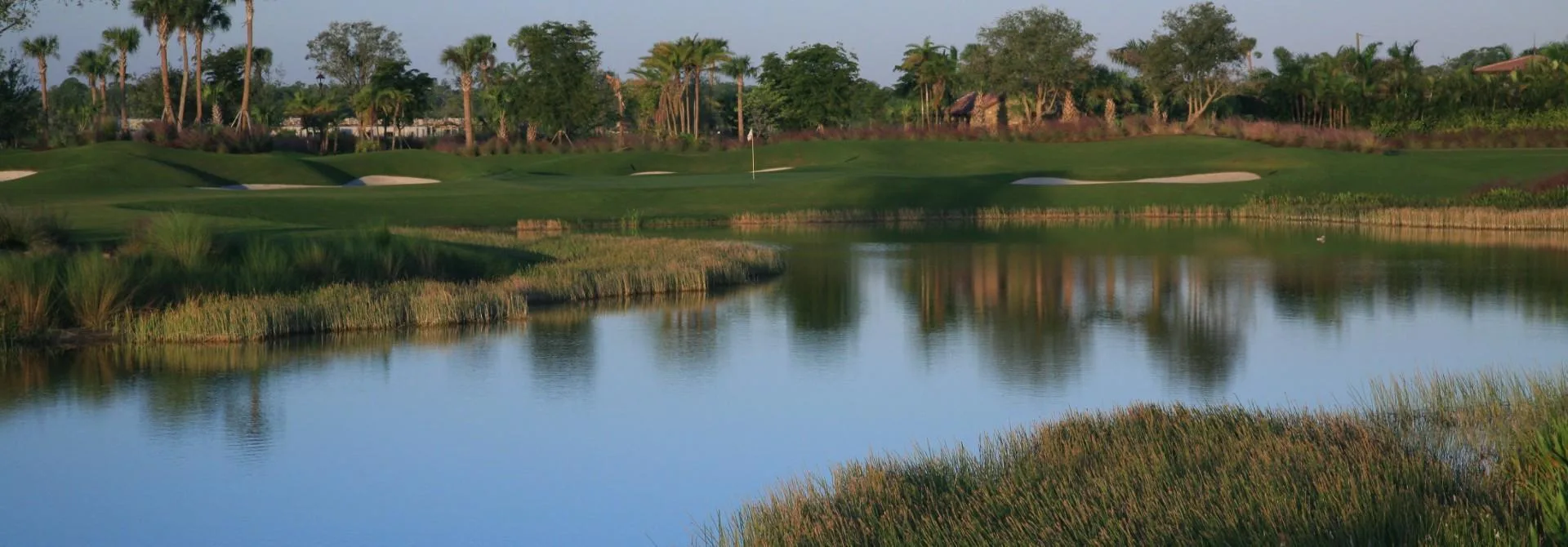 Lake and native preserve along the course at TPC Treviso Bay, Naples.