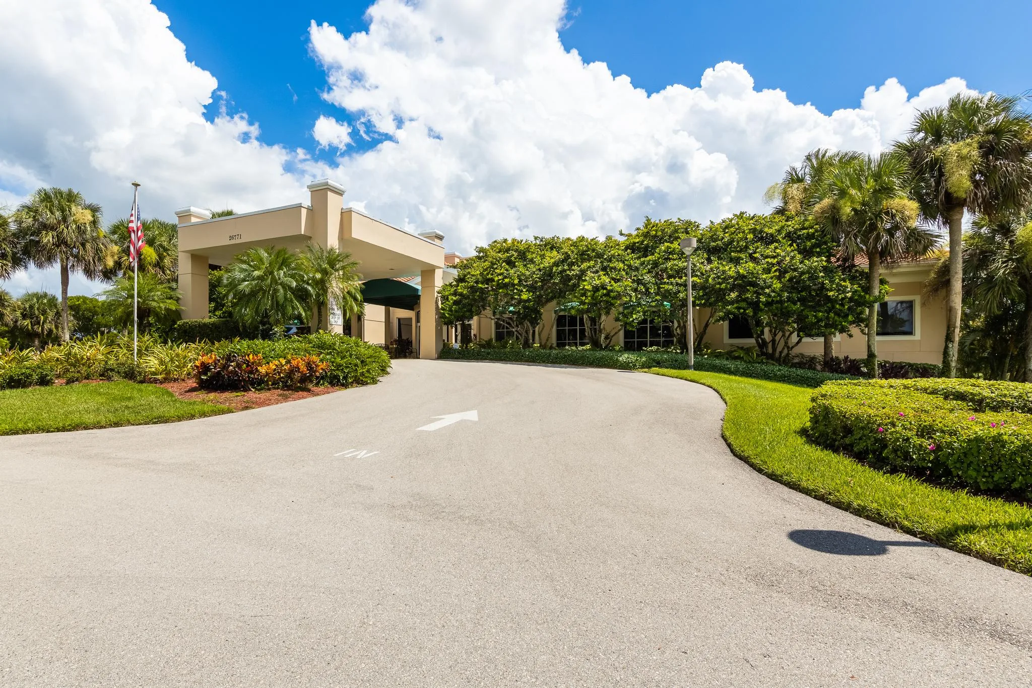 Clubhouse porte-cochere entry at Bonita Fairways (official association).