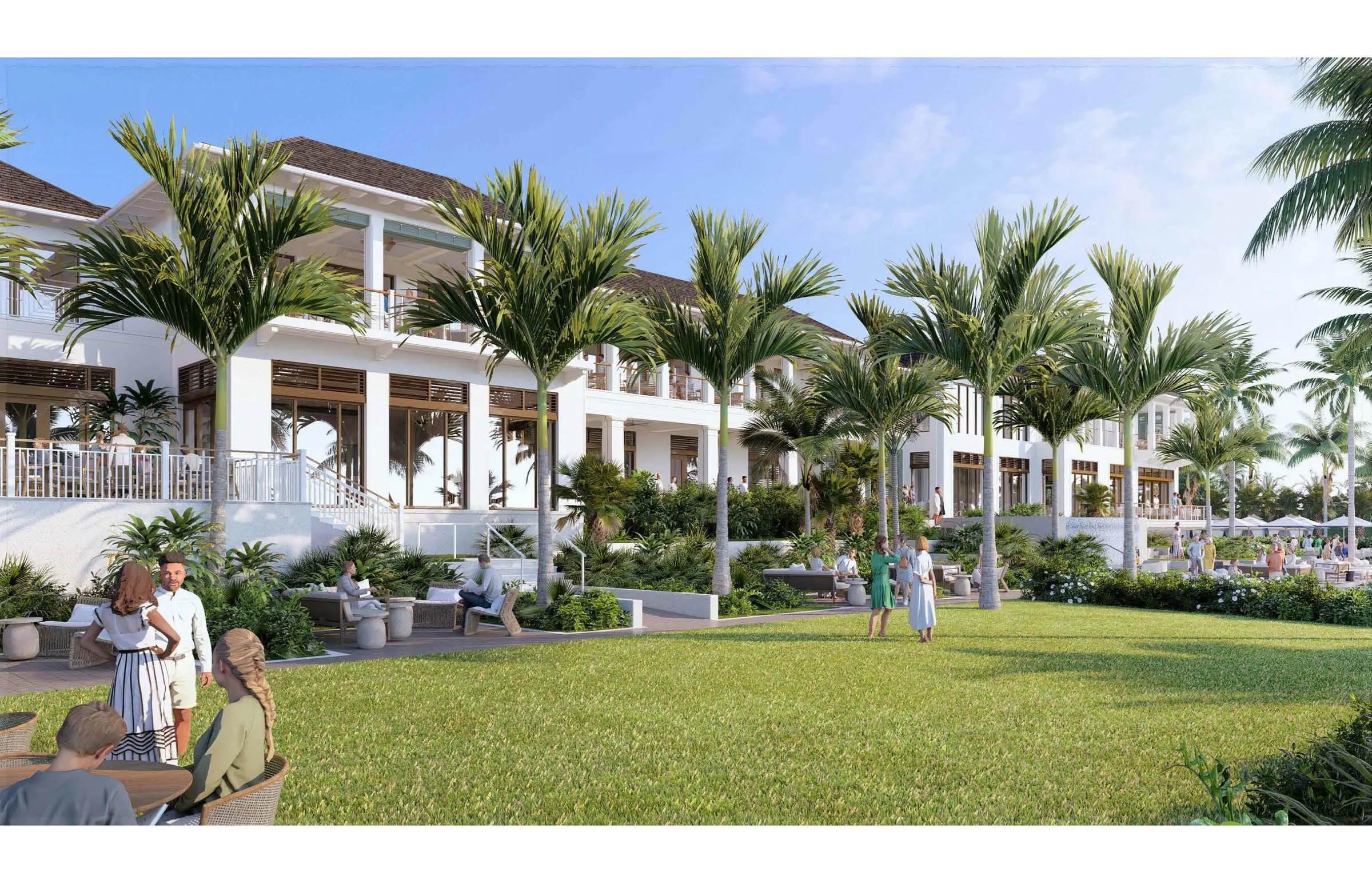 Clubhouse lawn and terrace rendering, Port Royal Club (official club rendering).