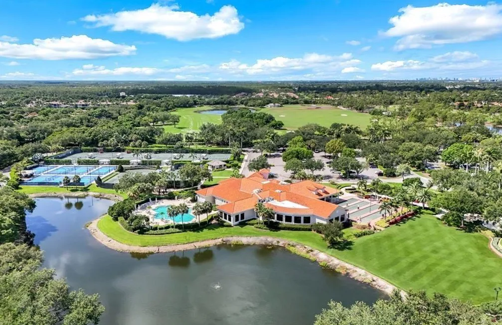Mediterra clubhouse, pool and tennis aerial