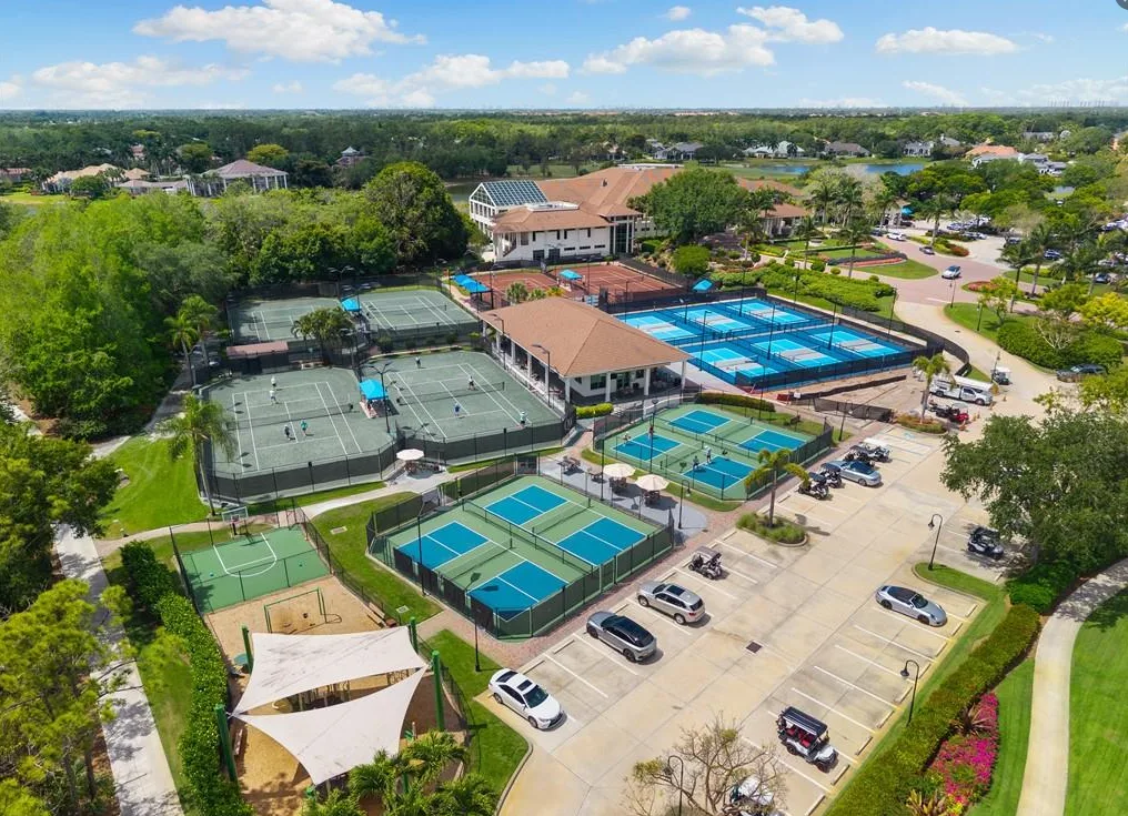 Quail West tennis and pickleball center, aerial view