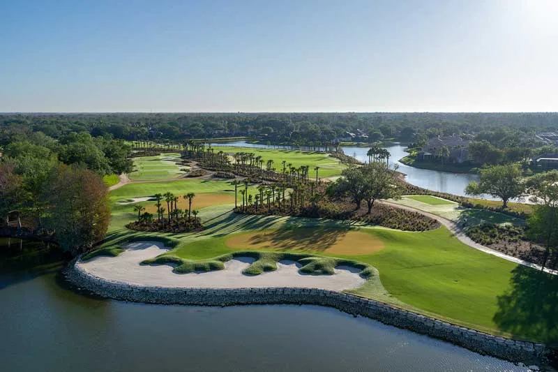 Aerial view of the renovated North Course at Vineyards Country Club, Naples.