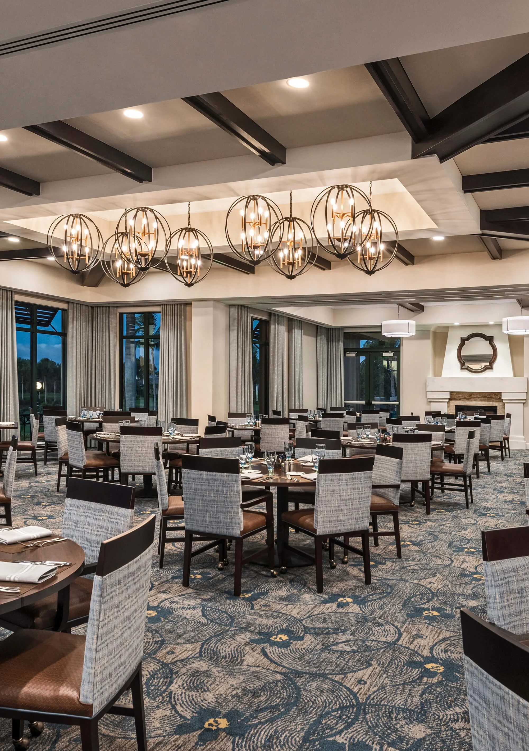 Clubhouse dining room at Pelican Marsh Golf Club, Naples (official club site).