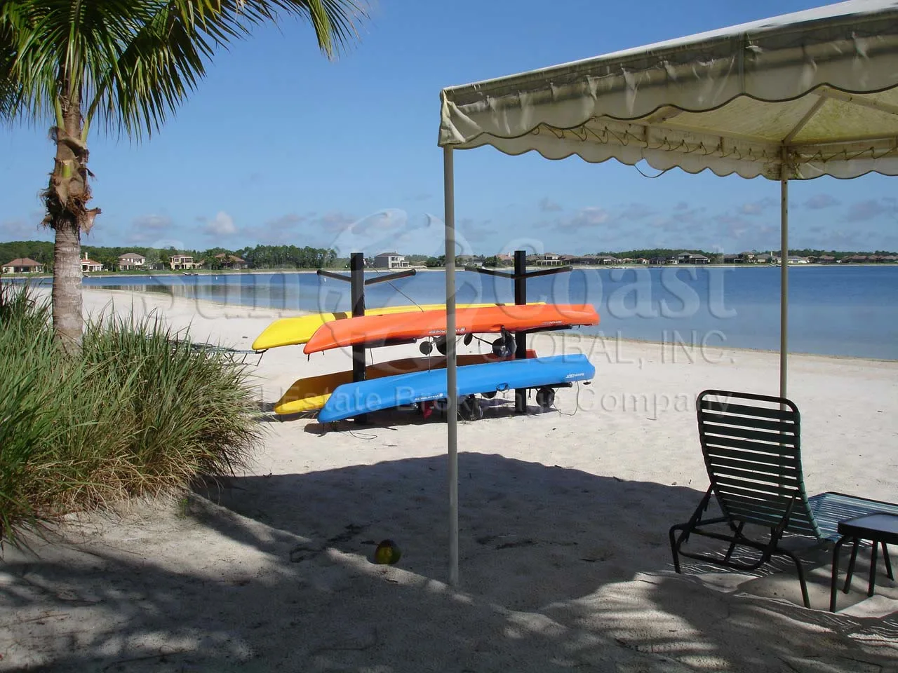 The Quarry lake beach and kayak rack