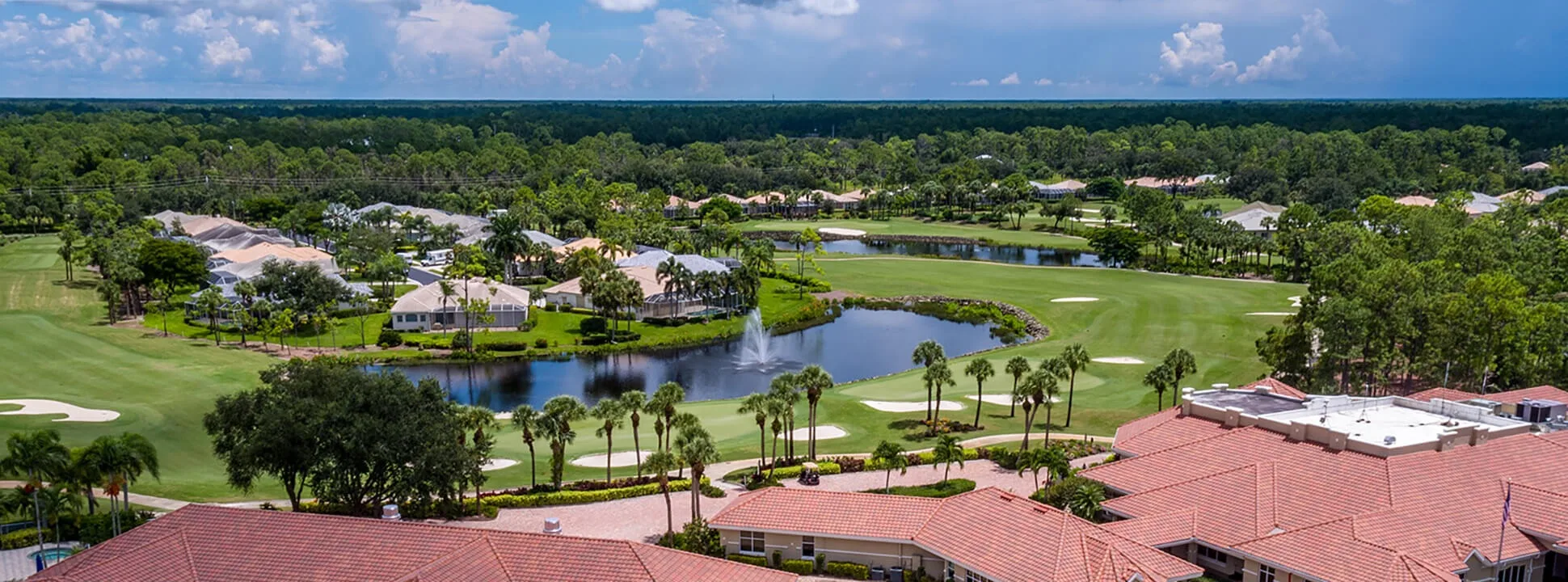 Aerial of the clubhouse grounds and homes at Vanderbilt, Naples (official club site).