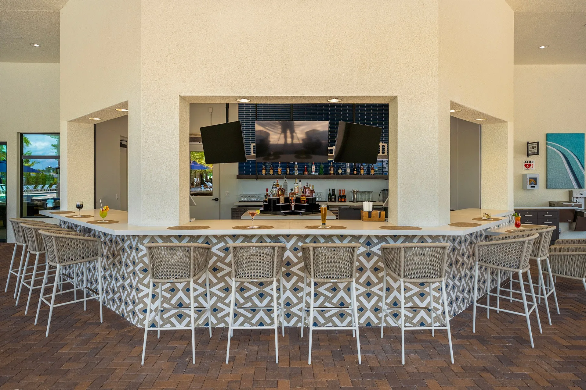 Outdoor bar at the Valencia Trails clubhouse, Naples.