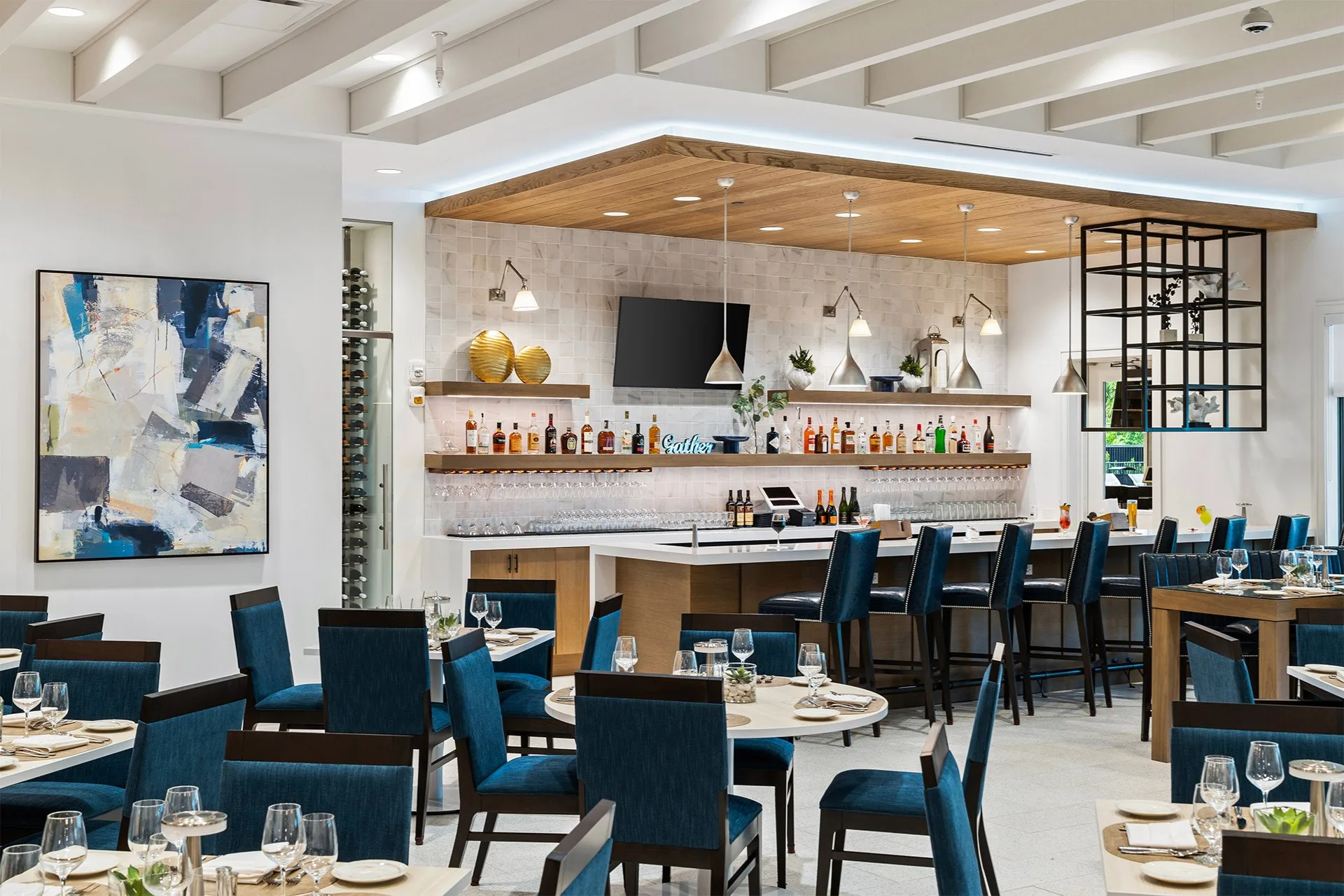 Restaurant and bar at the Valencia Trails clubhouse, Naples.