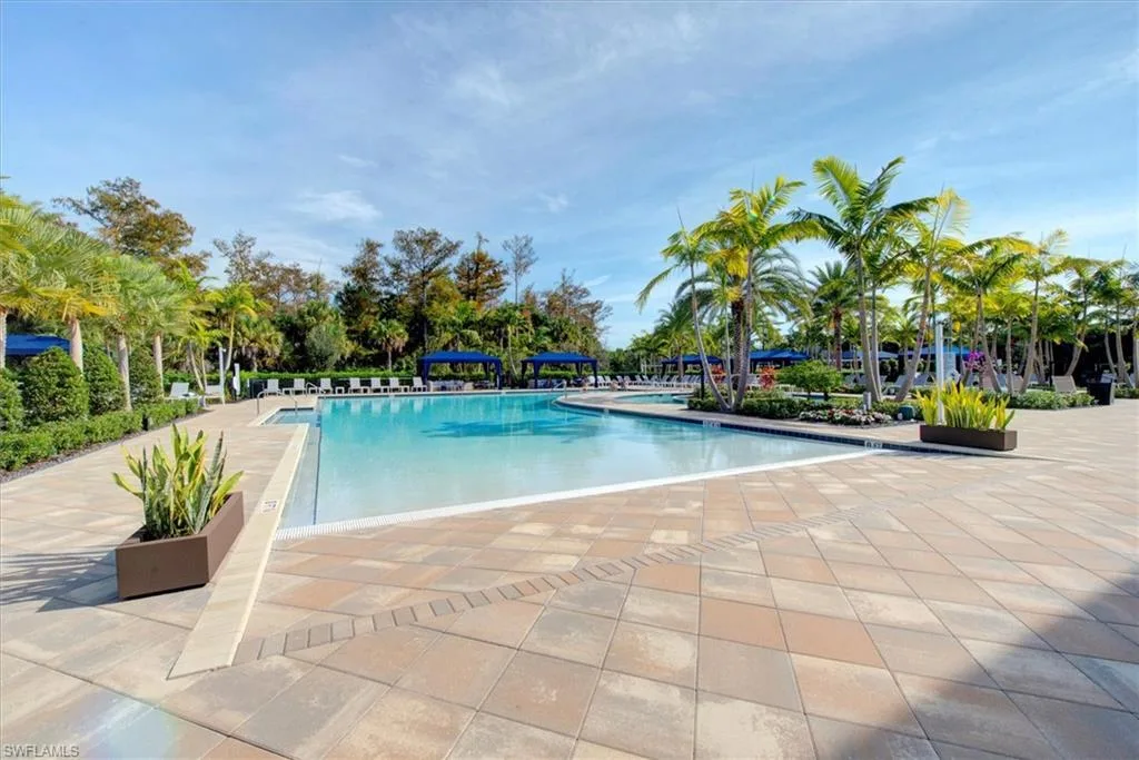 Resort-style pool and cabanas at Valencia Trails, Naples.