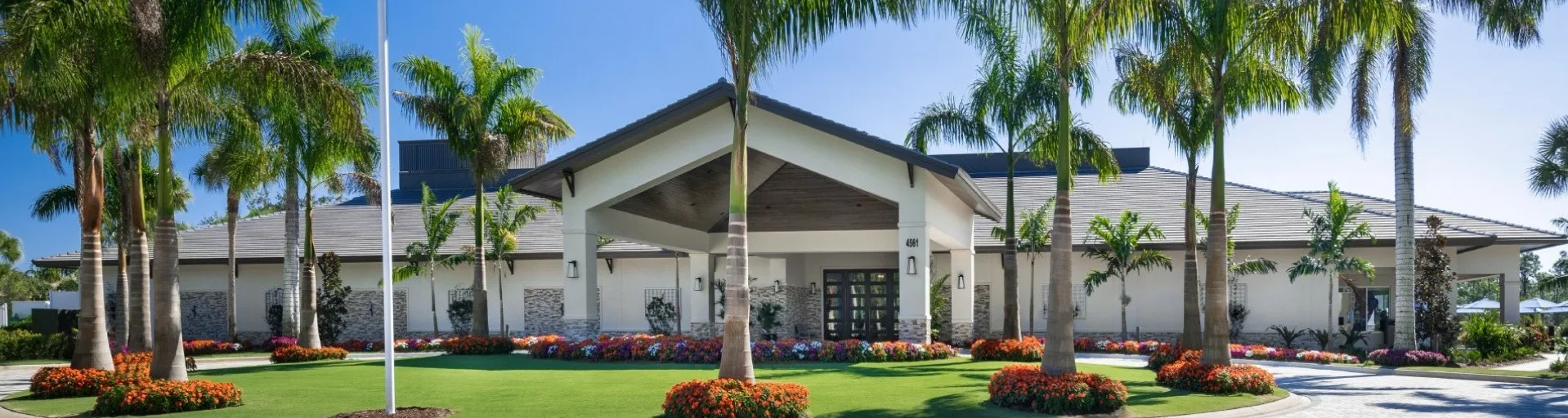 Clubhouse entrance at Pelican Sound Golf and River Club, Estero (official club site).