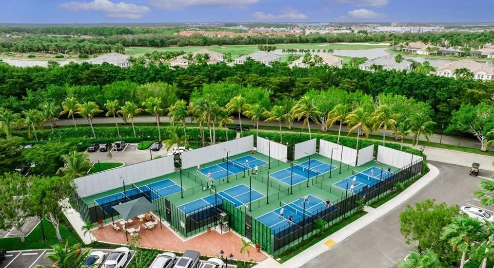 Miromar Lakes pickleball courts aerial