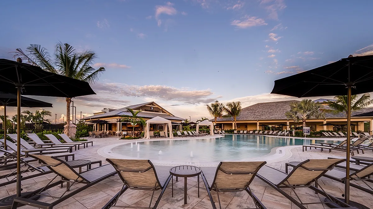 Spa and pool deck at Esplanade at Kingston (builder marketing image).