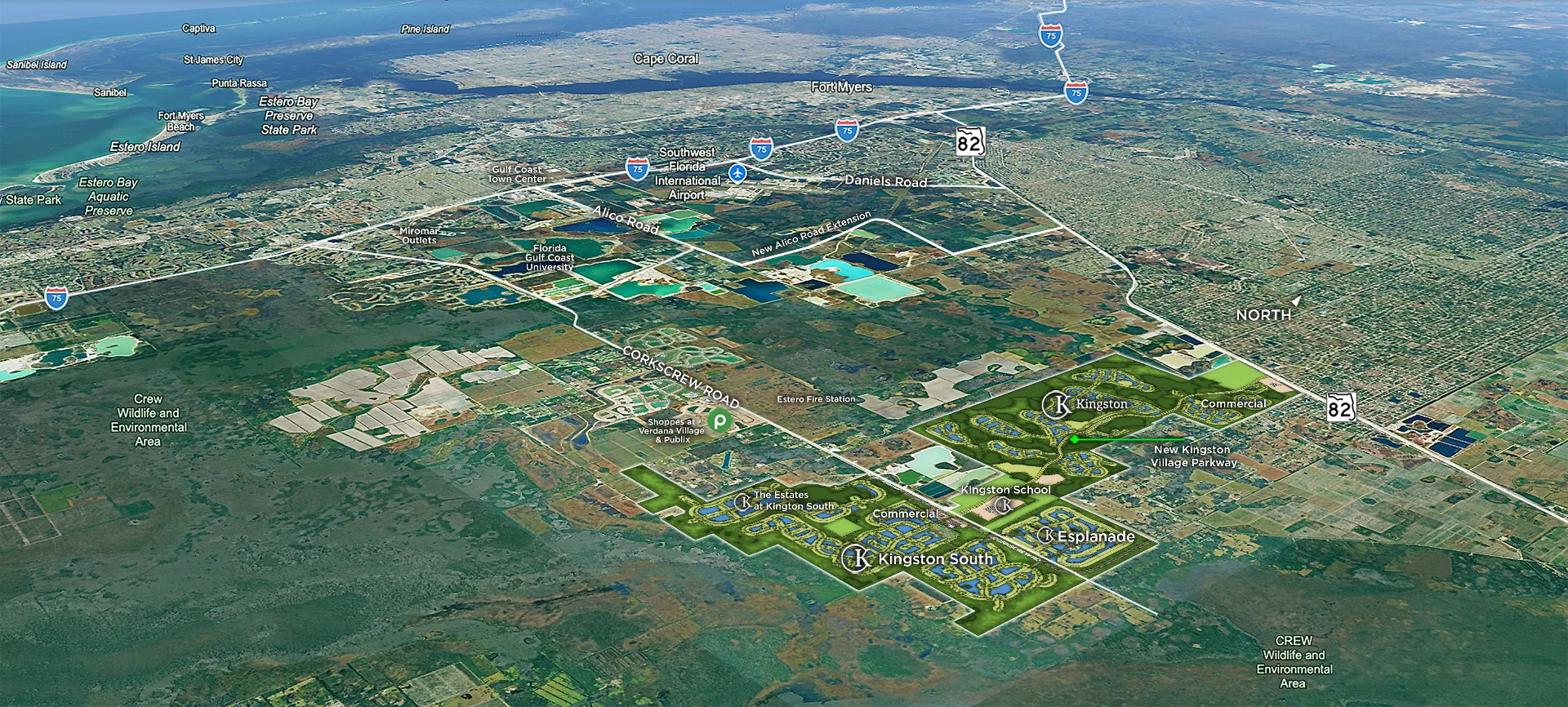 Kingston master site plan, aerial view.
