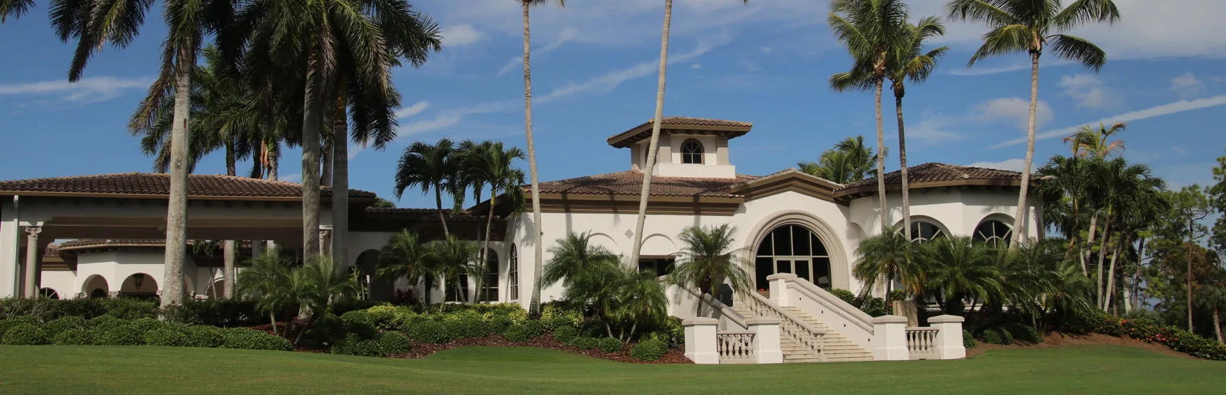 Mediterranean-style clubhouse at Lely Resort Golf and Country Club, Naples.