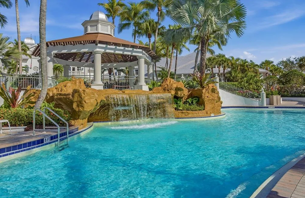 Fiddler's Creek resort pool with waterfall