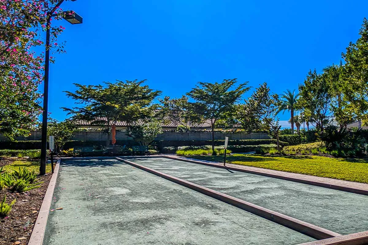 Bocce courts at Esplanade at Hacienda Lakes, Naples.