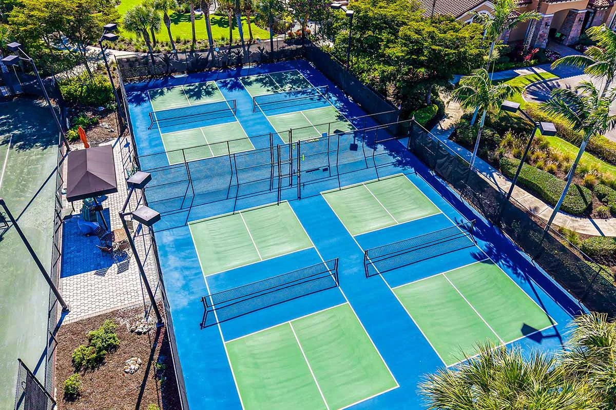 Pickleball courts at Esplanade at Hacienda Lakes (official HOA site).