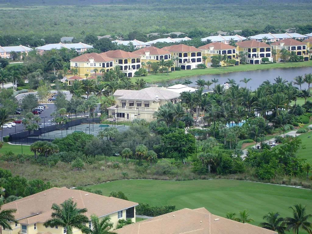 Hammock Bay clubhouse, tennis, and golf aerial