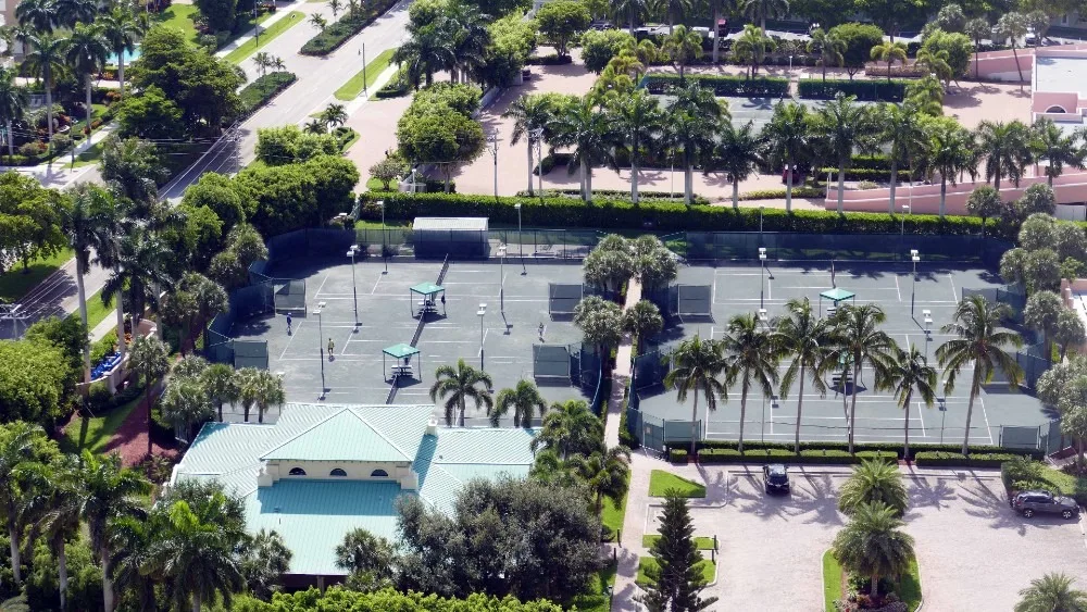 Aerial of the Cape Marco tennis courts and pavilion, Marco Island (official Cape Marco association sites).