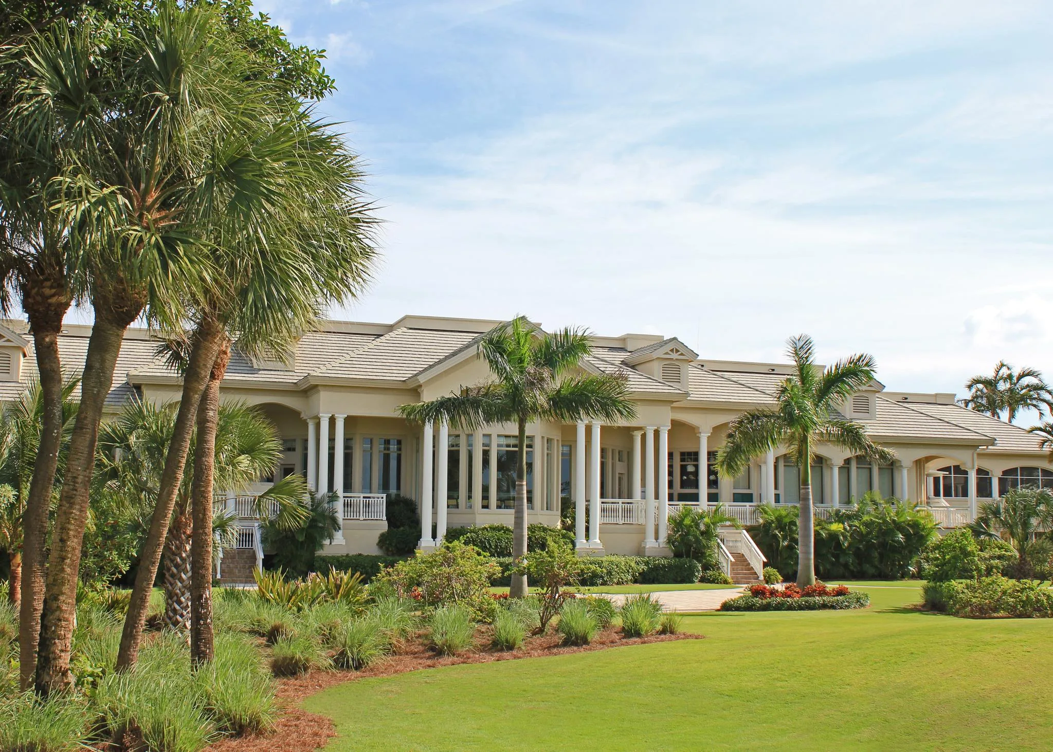 Clubhouse exterior at The Sanctuary Golf Club, Sanibel (official club site).