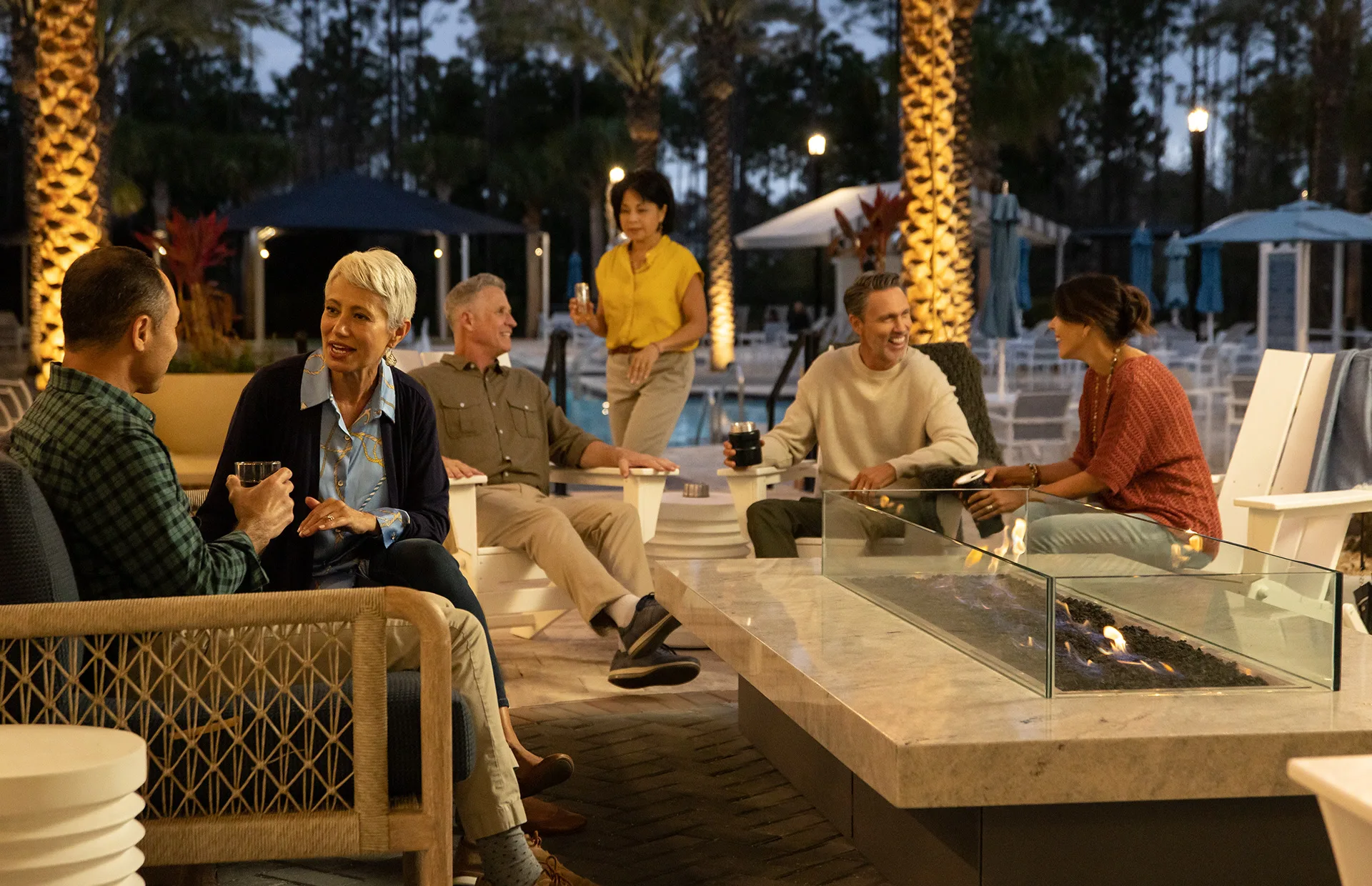Amenity firepit gathering at Del Webb Oak Creek