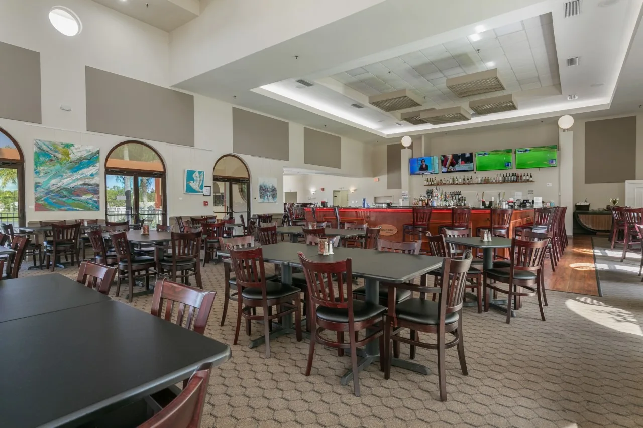 Clubhouse cafe and dining room at Sabal Springs, North Fort Myers (official HOA site).