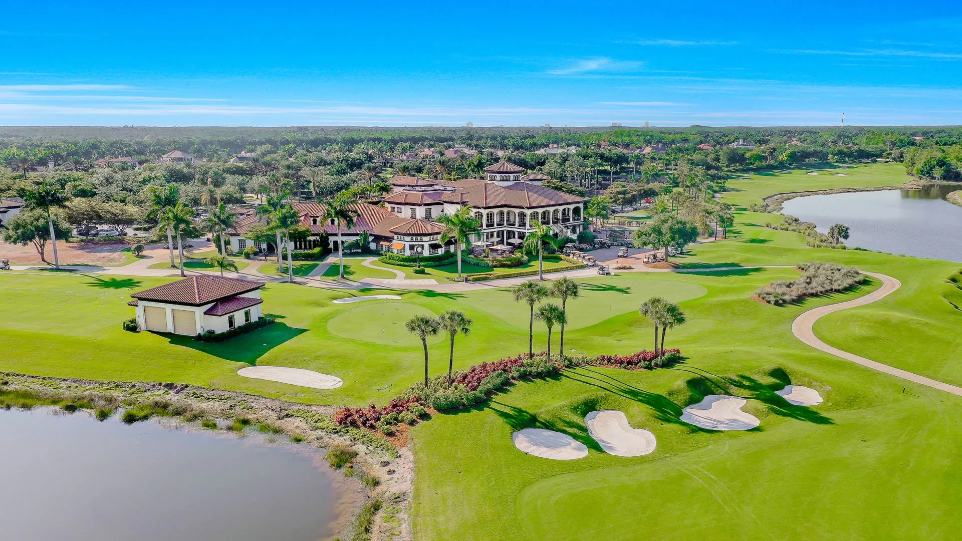 The Club at Renaissance clubhouse aerial over the golf course