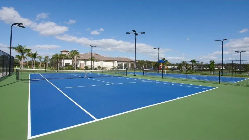 Lighted tennis courts at Portico, Fort Myers (official Lennar site).